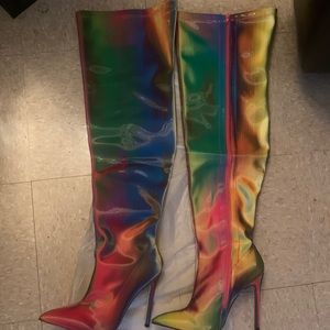 Hot..Brand New RAINBOW Colored Over The Knee Boots
